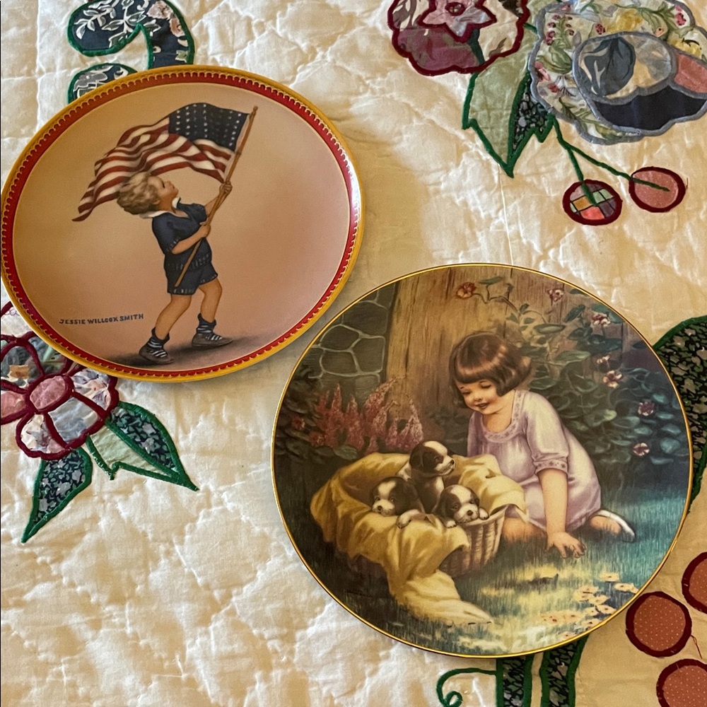 Decorative Collector Plates with Children and Puppies